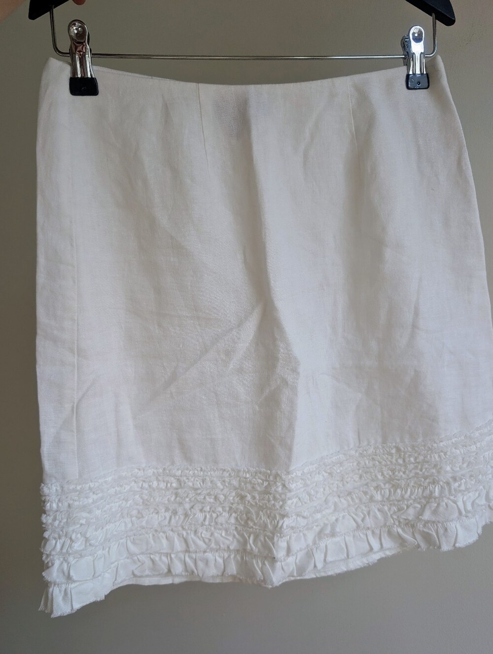 Tommy Bahama 100% Linen Two Palms White Fringe Skirt Raw Hem Lined Sz 0 - Picture 2 of 8